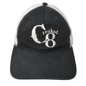 Crooked 8 Snapback Trucker Hat Black One Size Embroidered Cap America